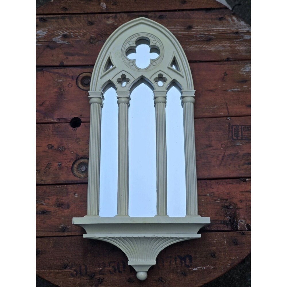 Vintage Gothic Cathedral Mirrored Shelf Wall Accent 23.25"x10.25"x3"